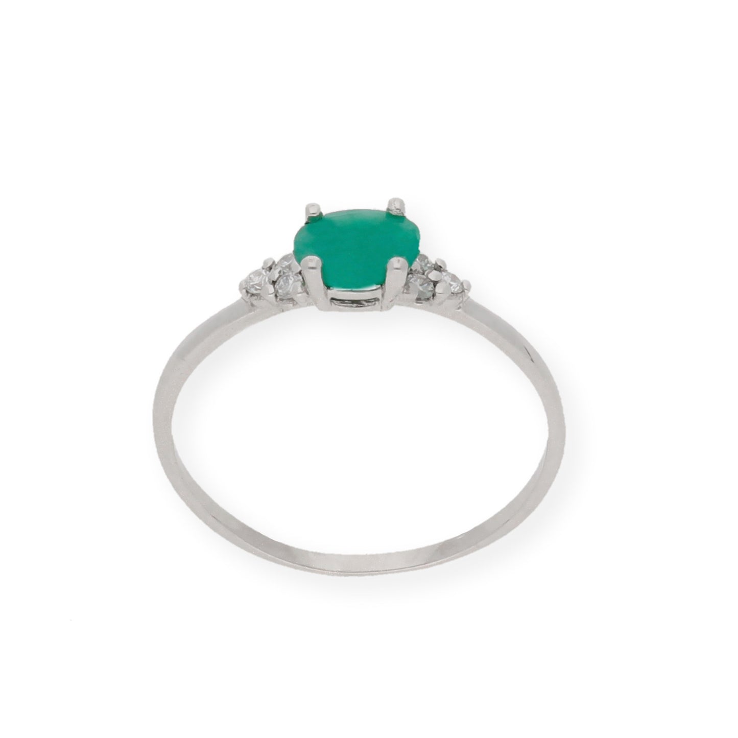 Anillo Diana Oro 18K con Esmeralda y tréboles de Diamantes