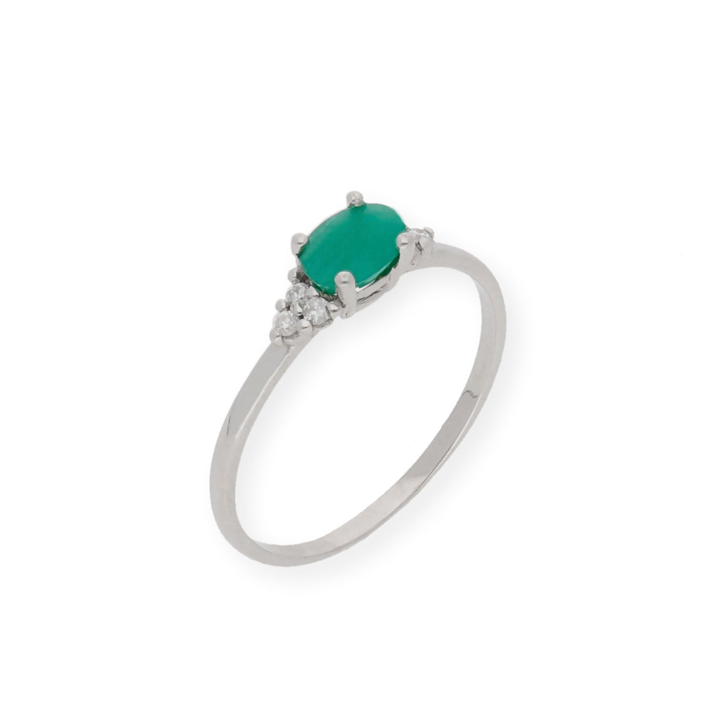 Anillo Diana Oro 18K con Esmeralda y tréboles de Diamantes
