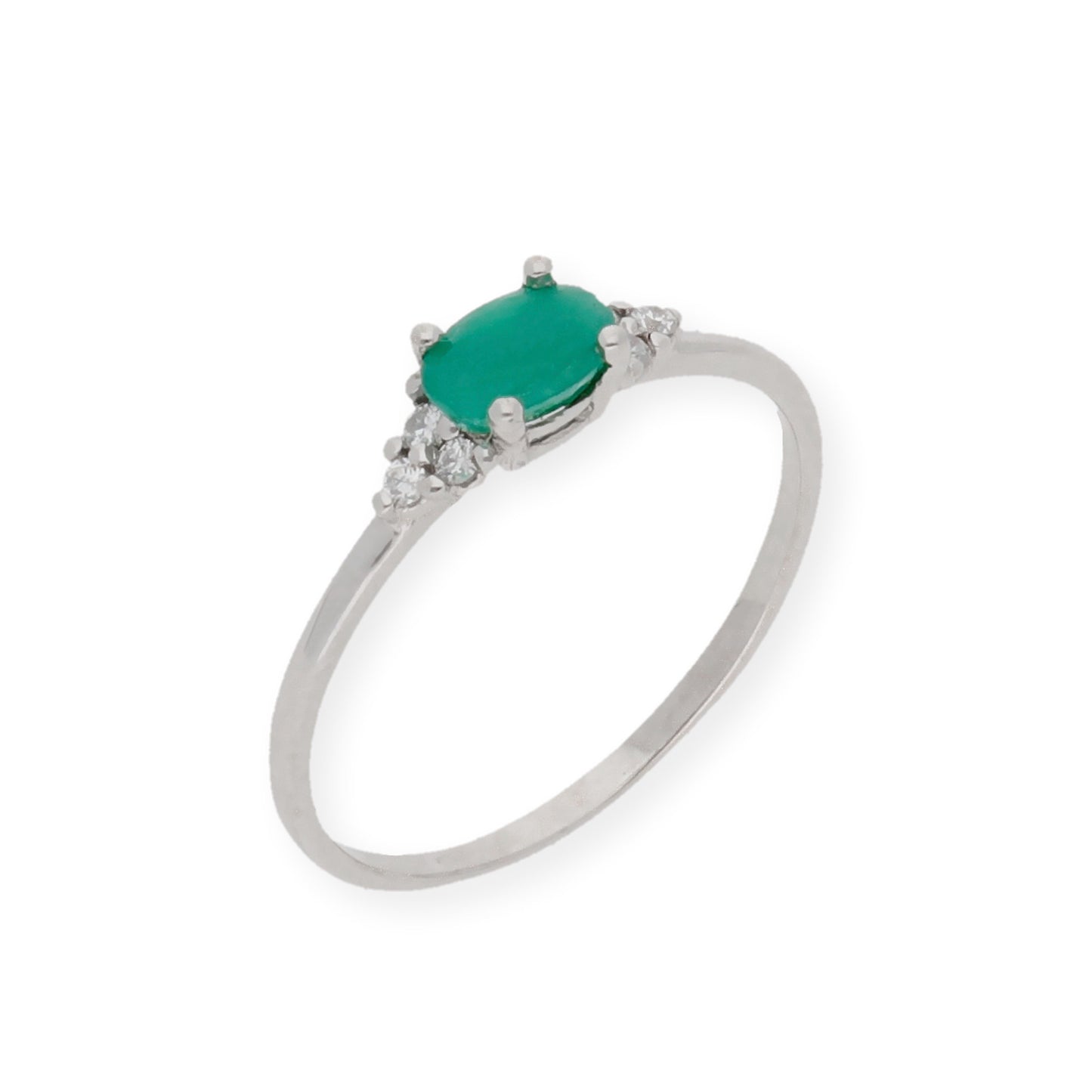 Anillo Diana Oro 18K con Esmeralda y tréboles de Diamantes