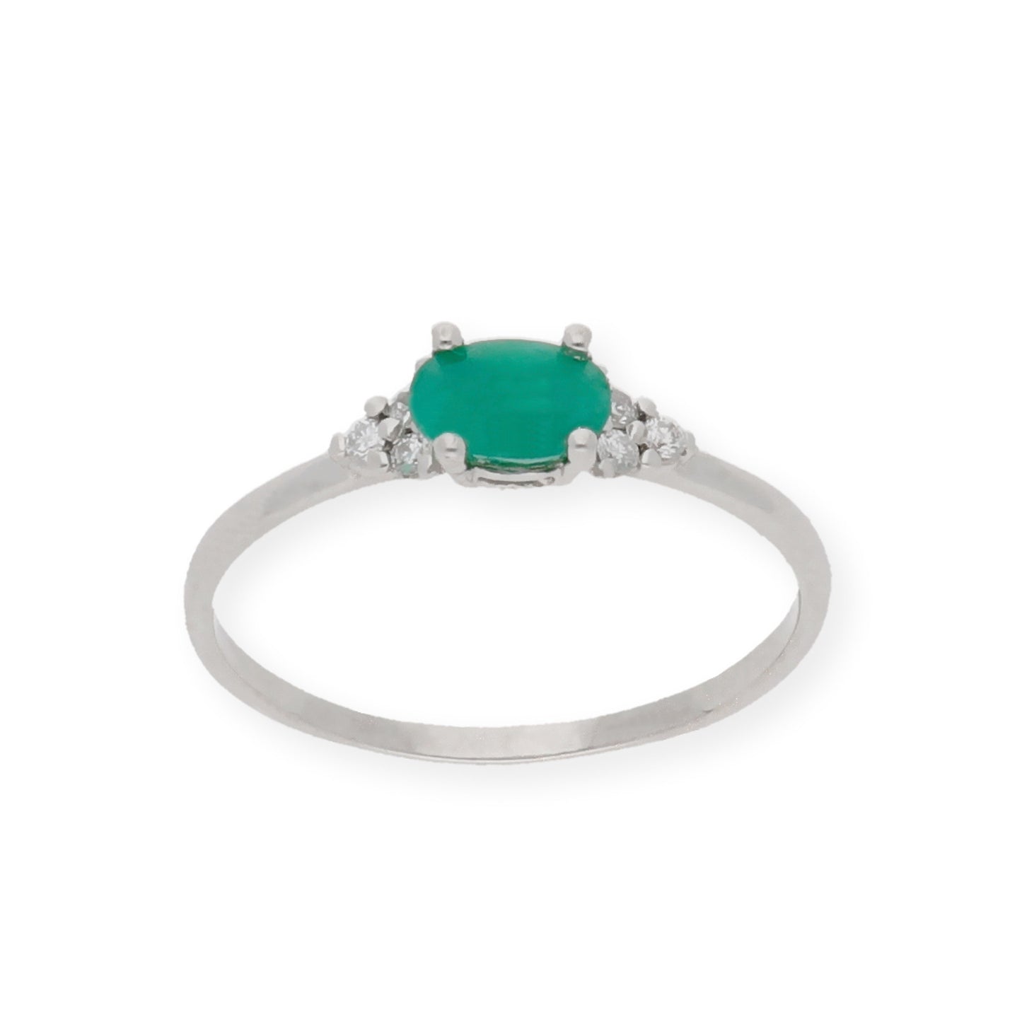 Anillo Diana Oro 18K con Esmeralda y tréboles de Diamantes
