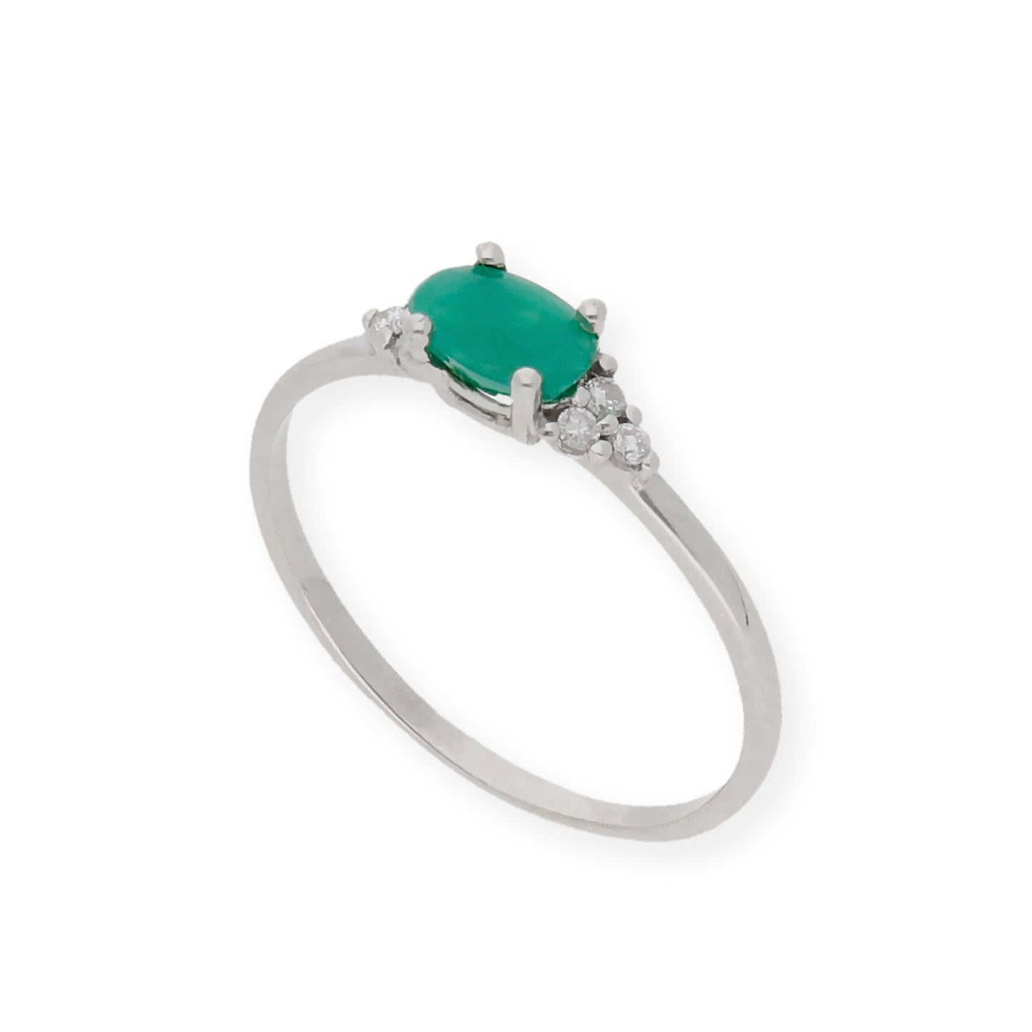 Anillo Diana Oro 18K con Esmeralda y tréboles de Diamantes