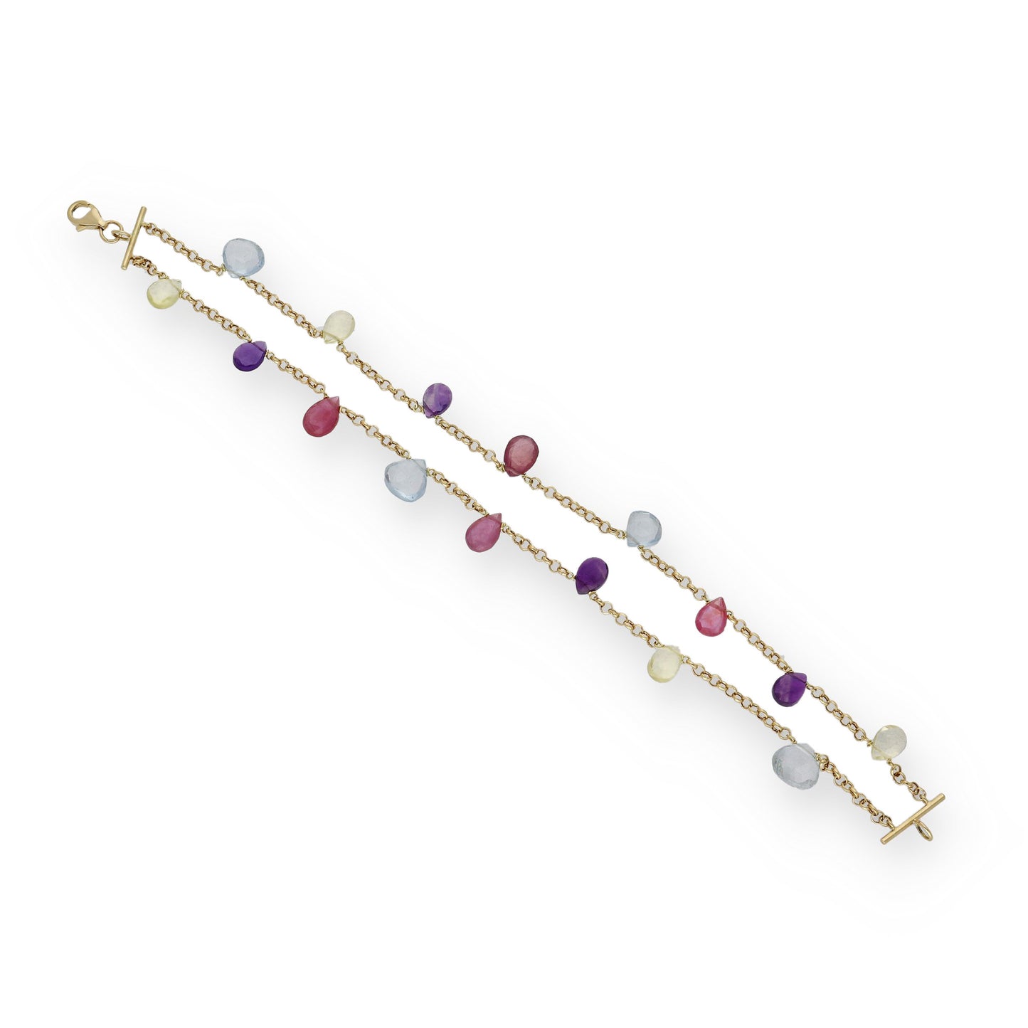 Pulsera Racimo de Oro 18k con Piedras Color