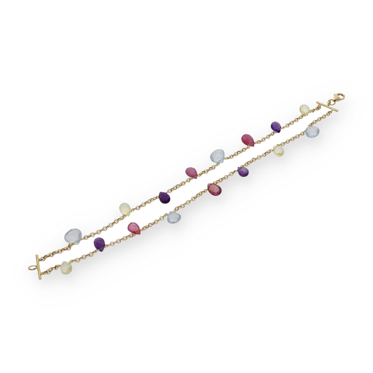 Pulsera Racimo de Oro 18k con Piedras Color