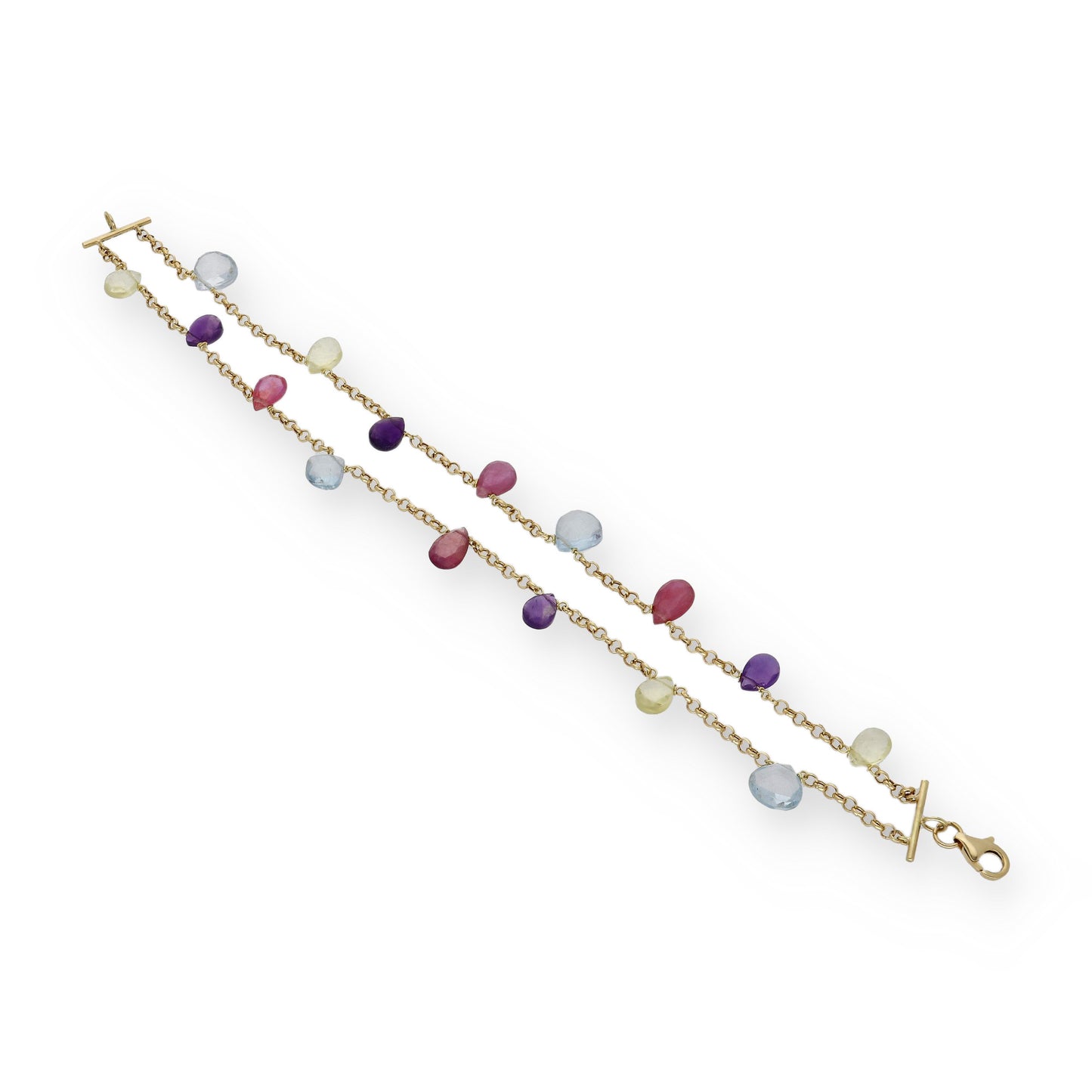 Pulsera Racimo de Oro 18k con Piedras Color