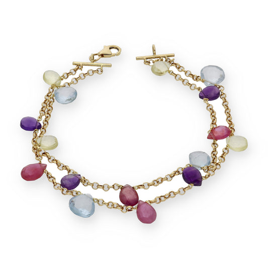 Pulsera Racimo de Oro 18k con Piedras Color
