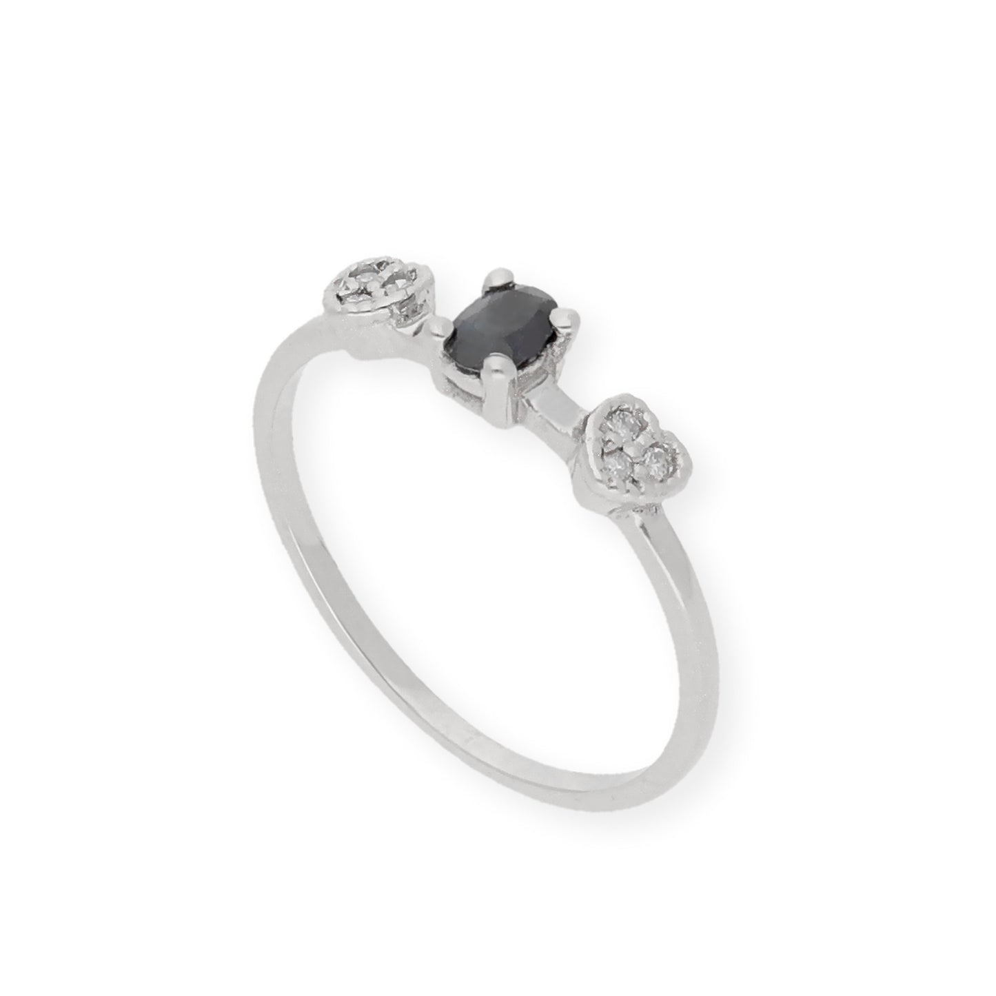 Anillo Elsa Oro Blanco18K con Zafiro y Diamantes