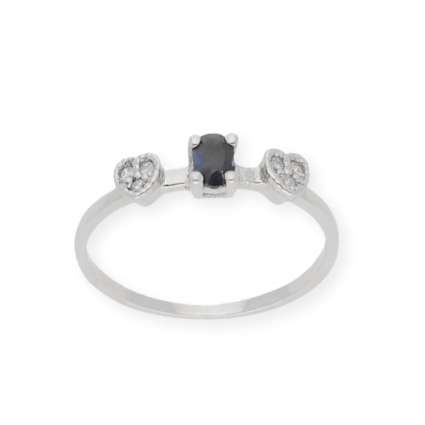 Anillo Elsa Oro Blanco18K con Zafiro y Diamantes