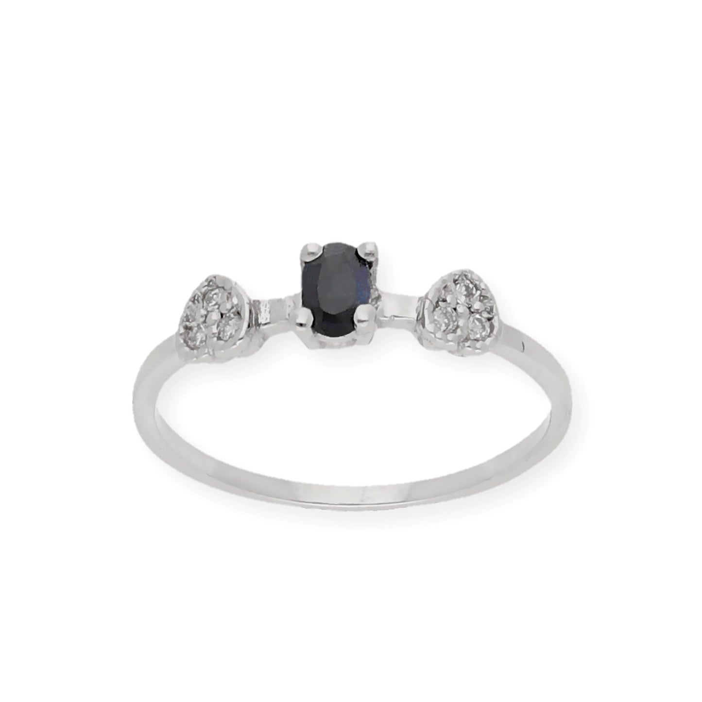 Anillo Elsa Oro Blanco18K con Zafiro y Diamantes