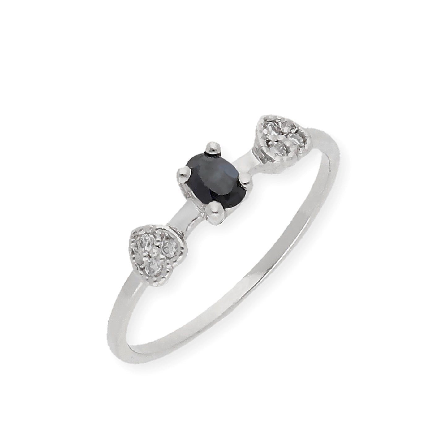 Anillo Elsa Oro Blanco18K con Zafiro y Diamantes