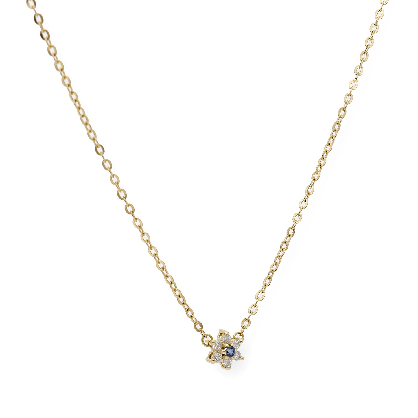Collar Aster de Oro Amarillo 18k con Diamantes y Zafiro