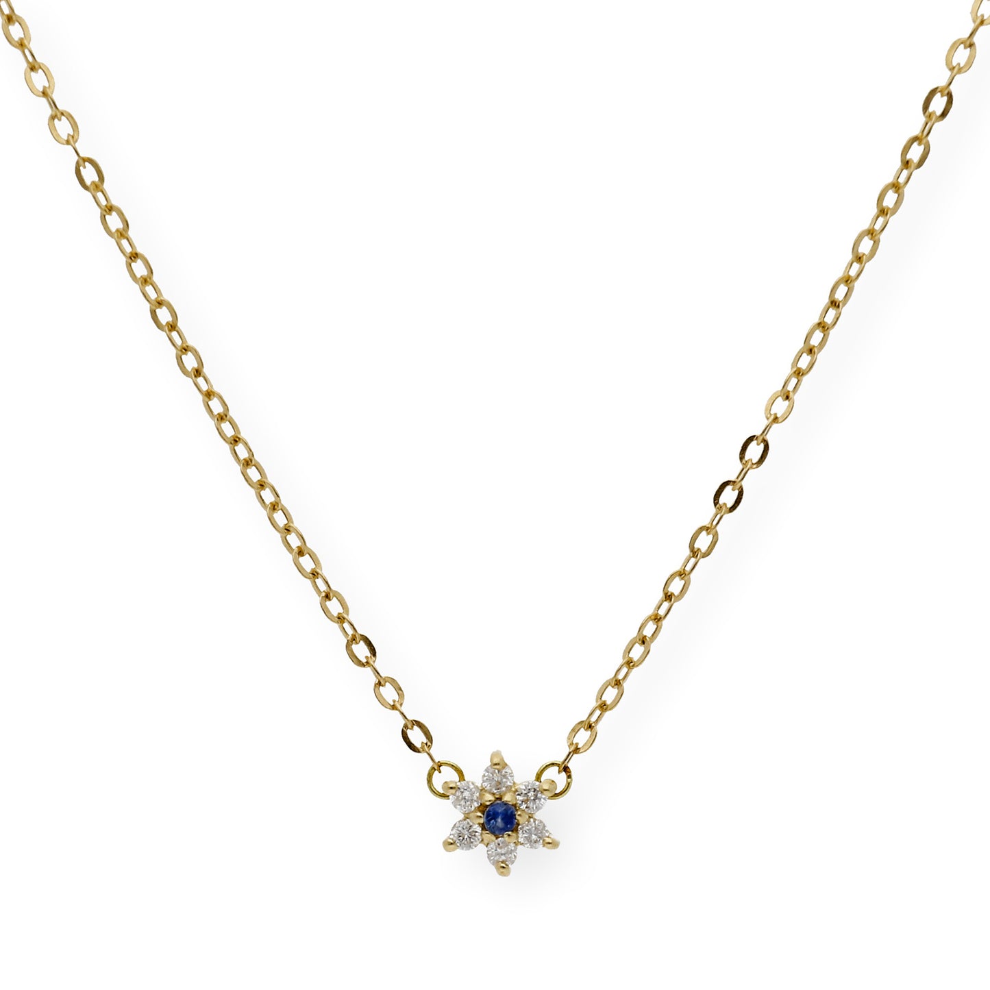 Collar Aster de Oro Amarillo 18k con Diamantes y Zafiro