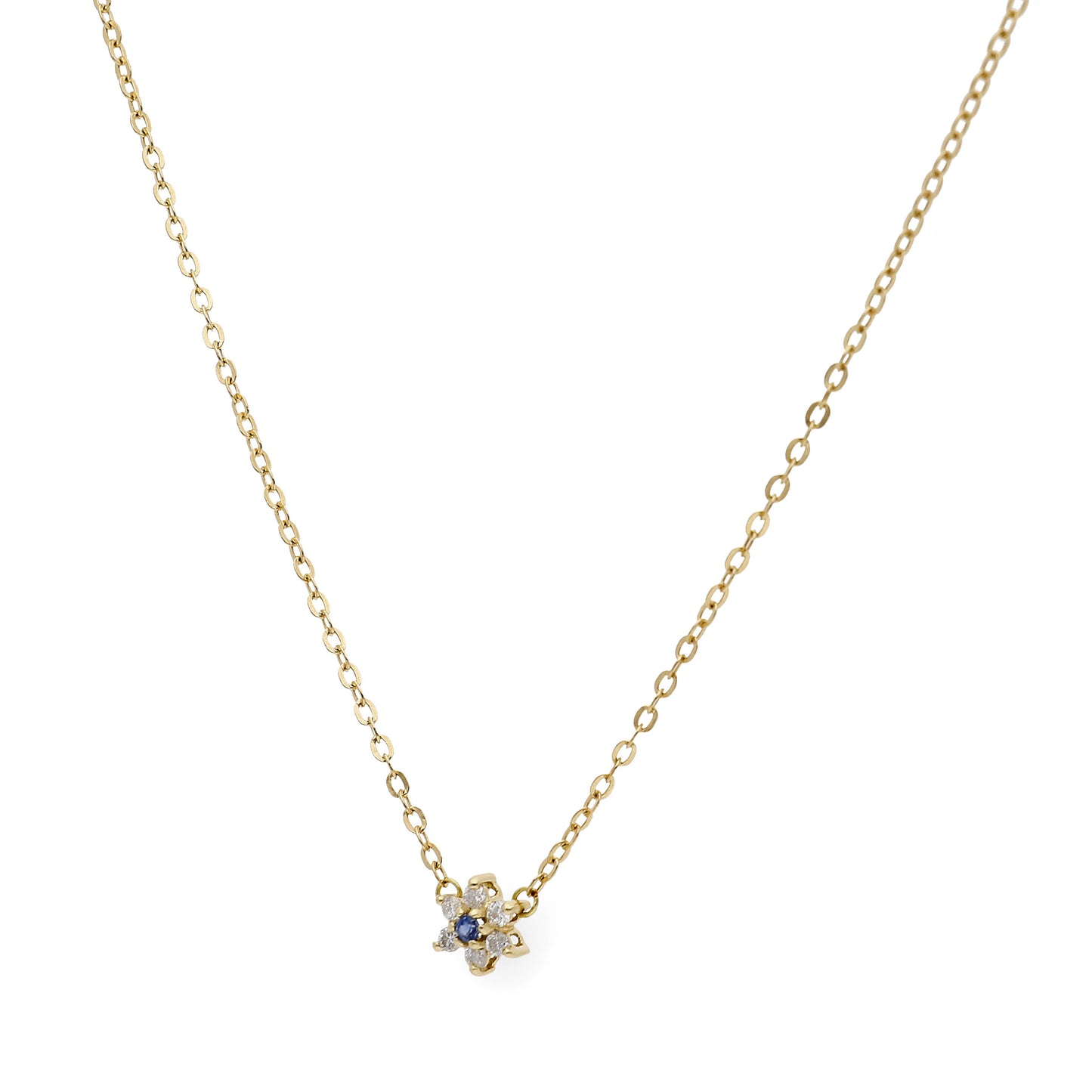 Collar Aster de Oro Amarillo 18k con Diamantes y Zafiro