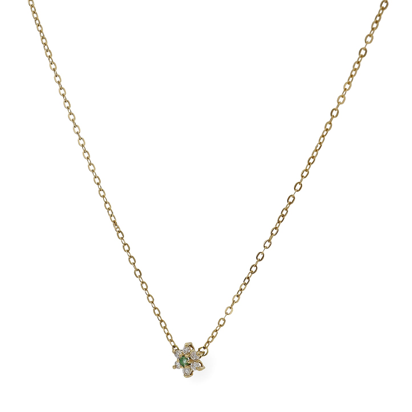 Collar Aster de Oro Amarillo 18k con Diamantes y Esmeralda