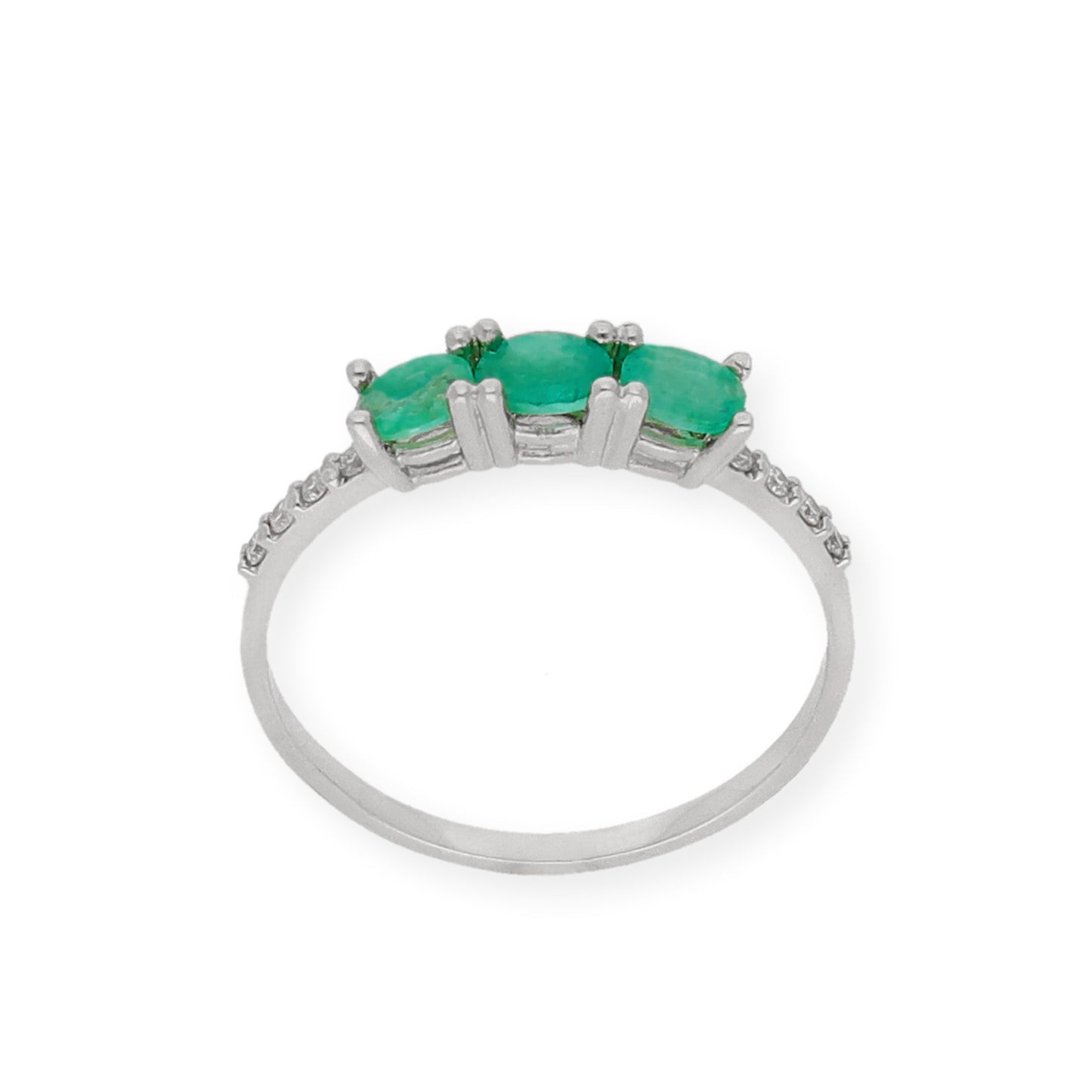 Anillo Arya en Oro Blanco con Esmeralda y Brillantes