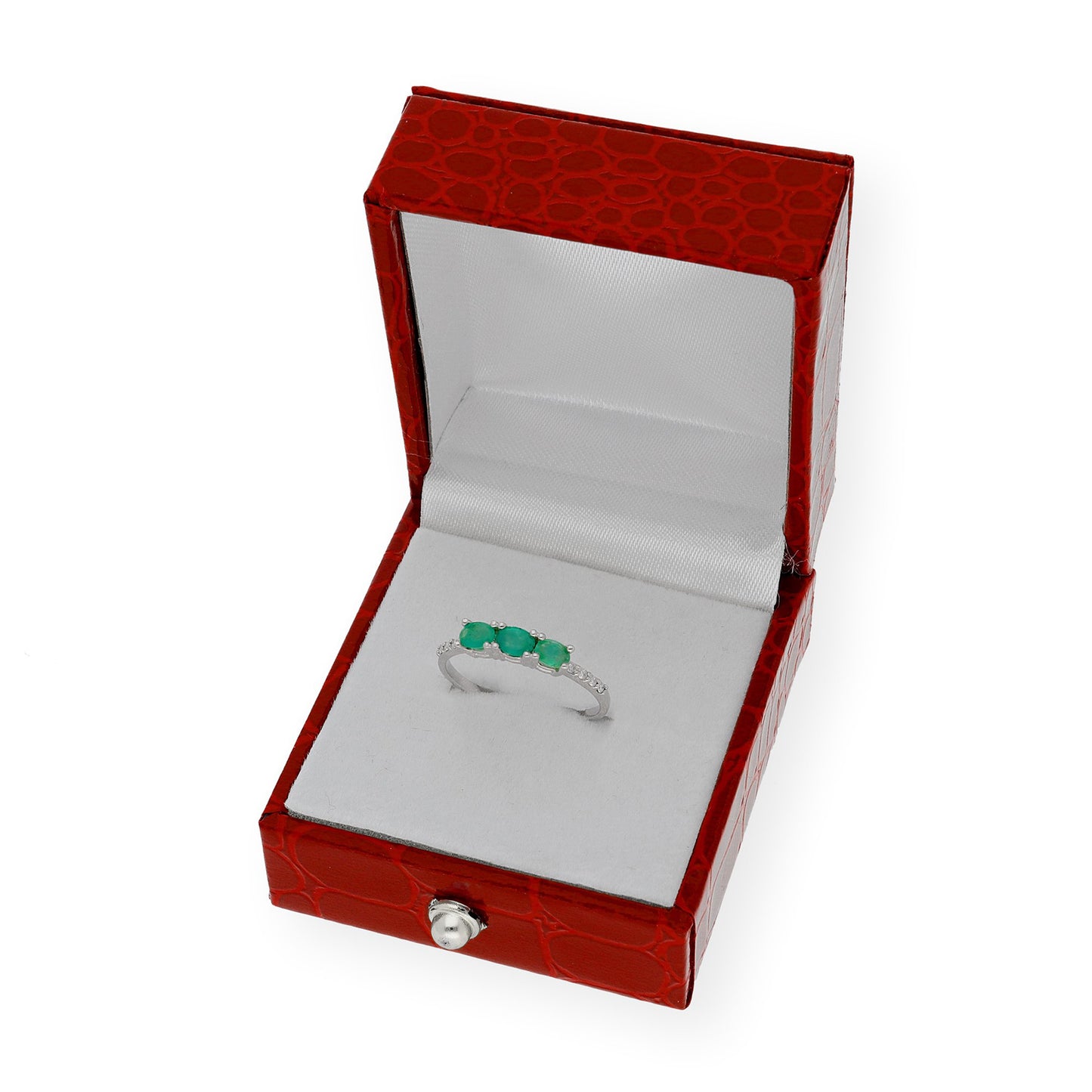 Anillo Arya en Oro Blanco con Esmeralda y Brillantes