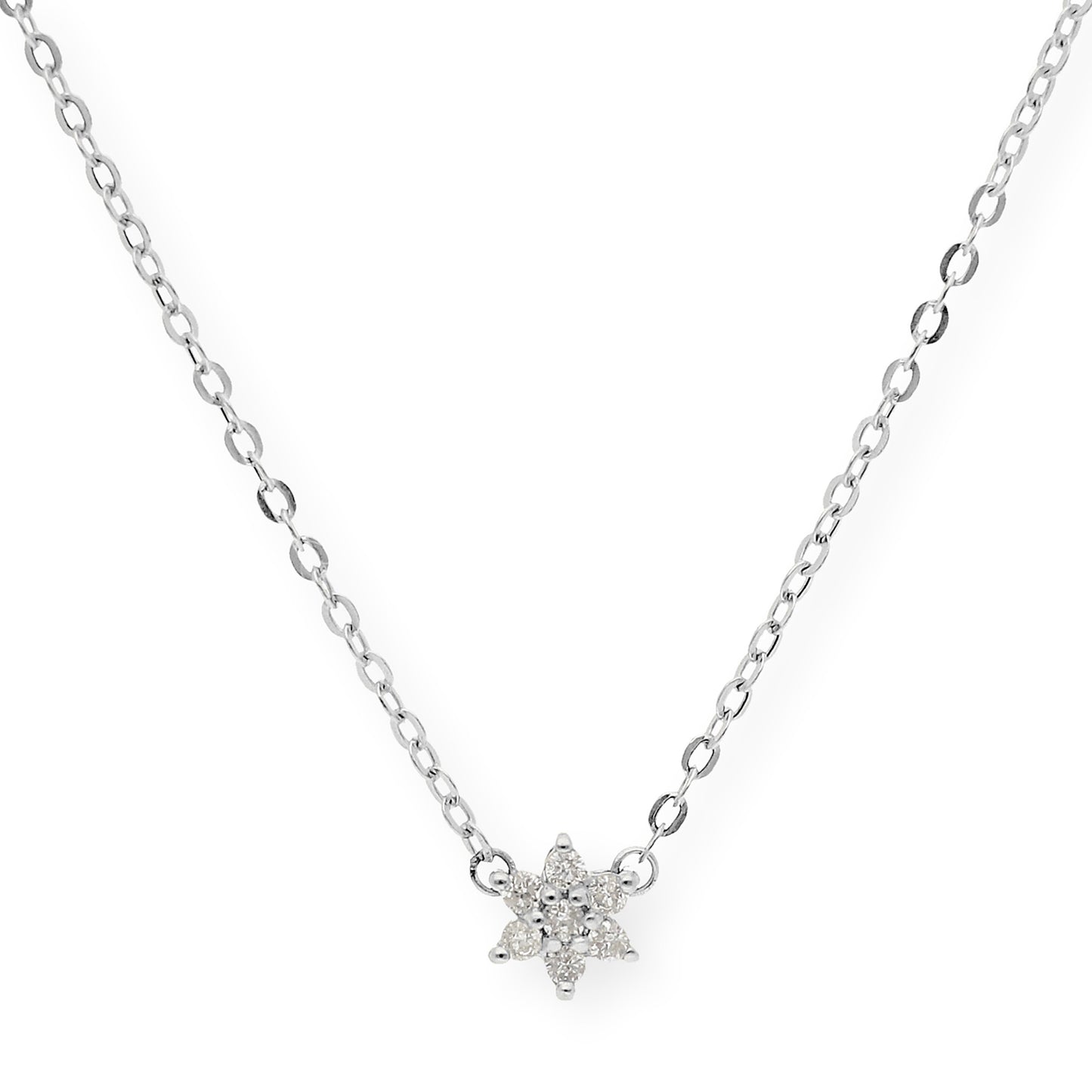 Collar Aster de Oro Blanco 18k con Diamantes