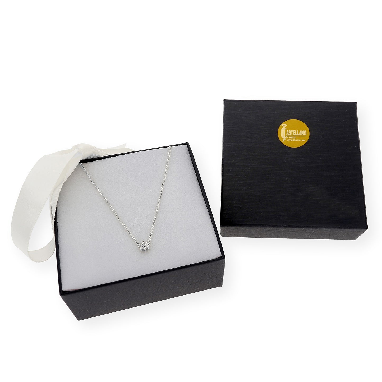 Collar Aster de Oro Blanco 18k con Diamantes