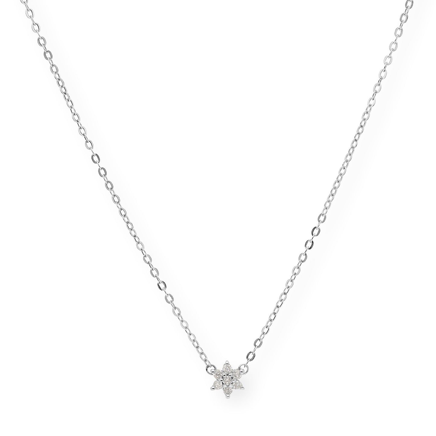 Collar Aster de Oro Blanco 18k con Diamantes