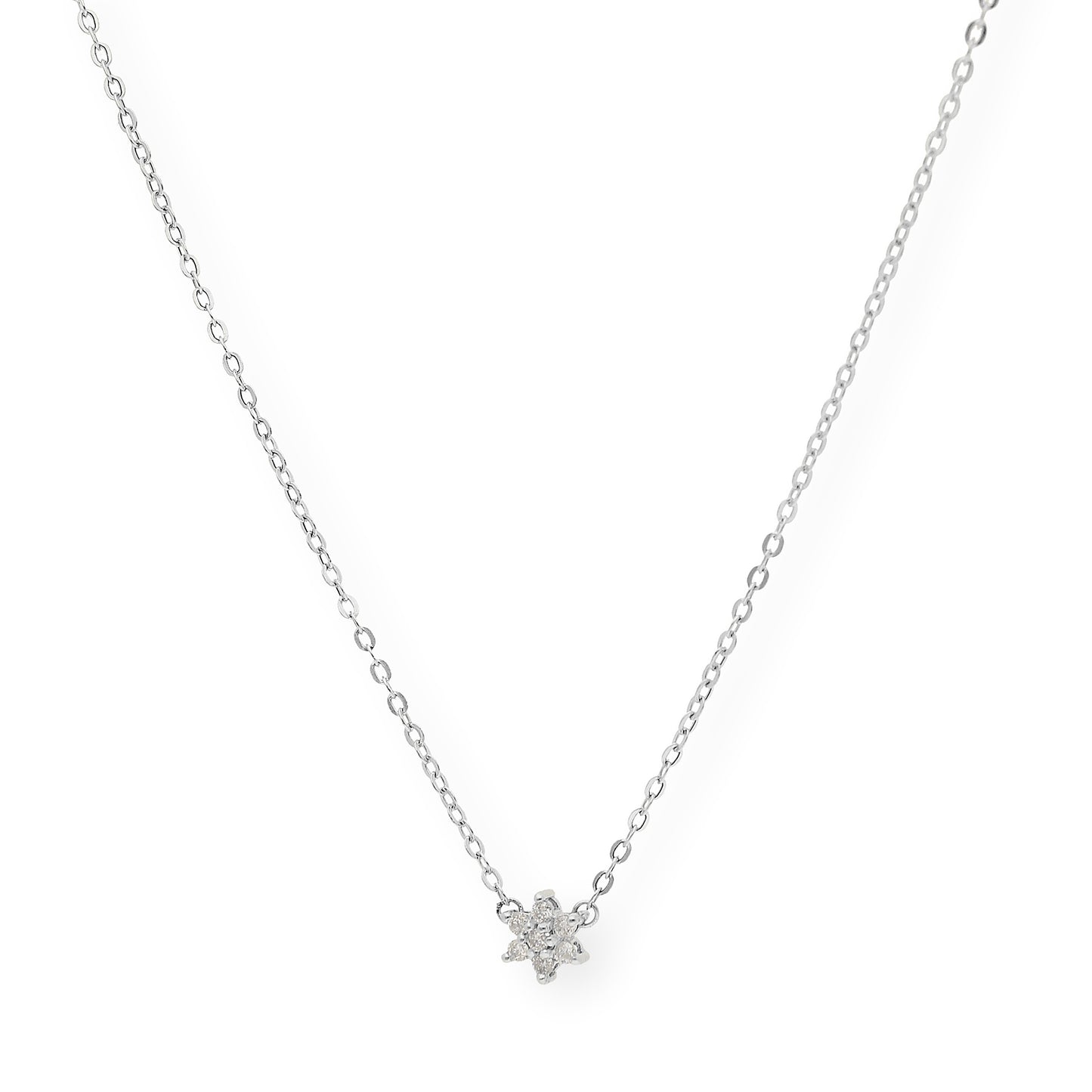 Collar Aster de Oro Blanco 18k con Diamantes