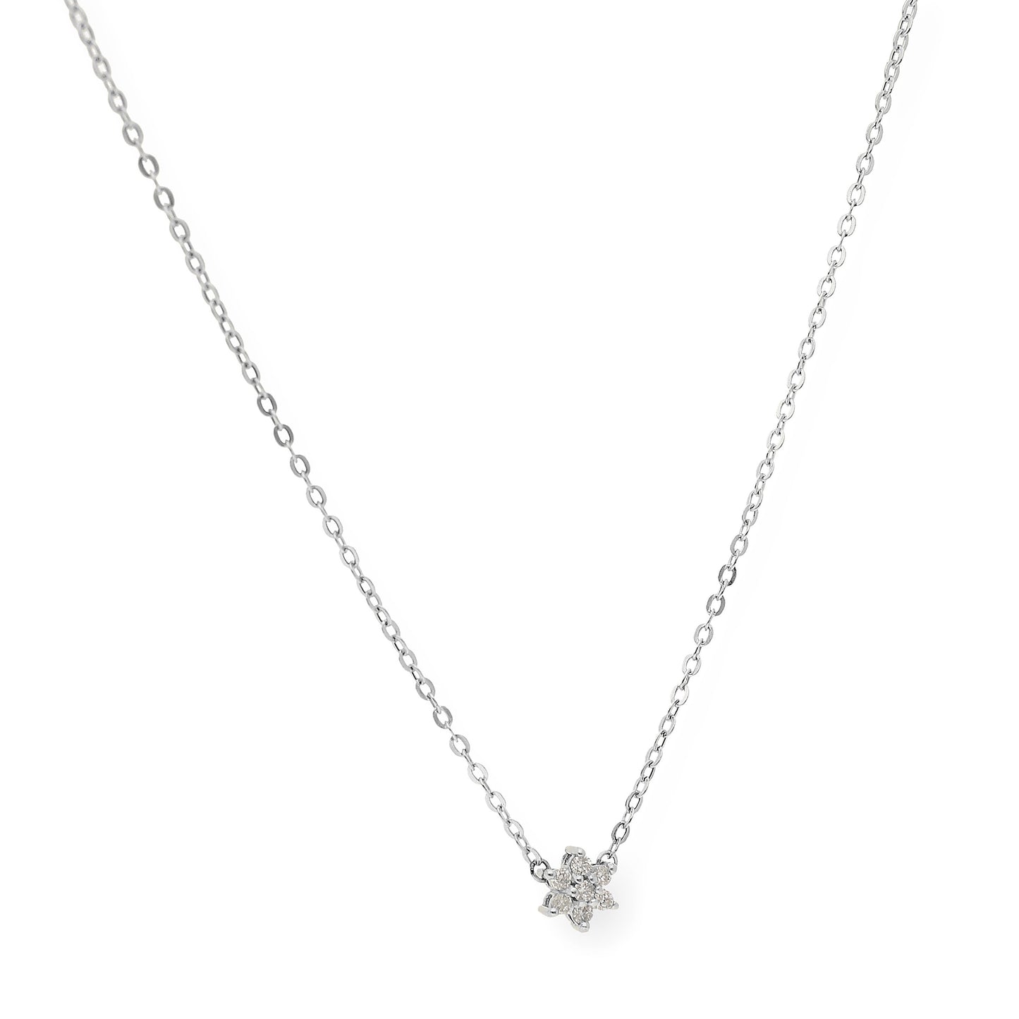 Collar Aster de Oro Blanco 18k con Diamantes