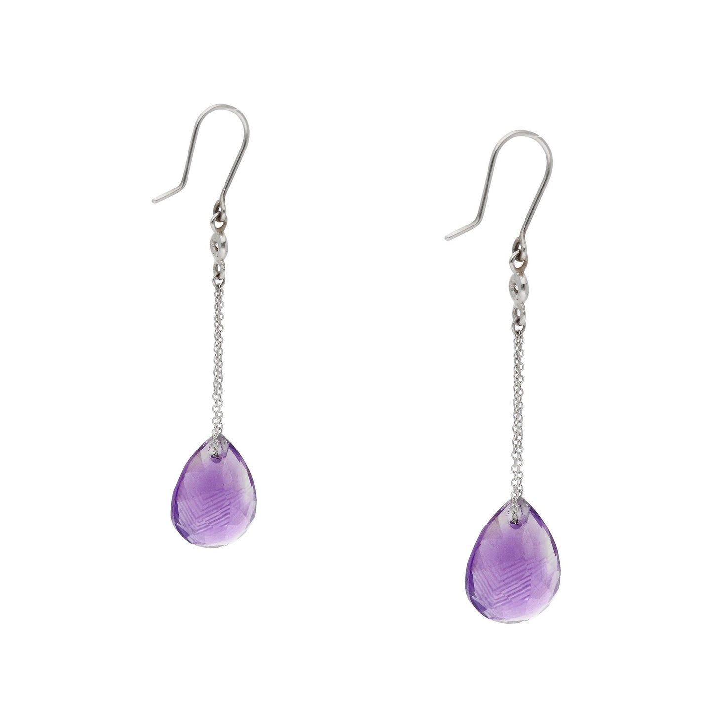 Pendientes Azalea de Oro Blanco con Diamantes y Amatistas