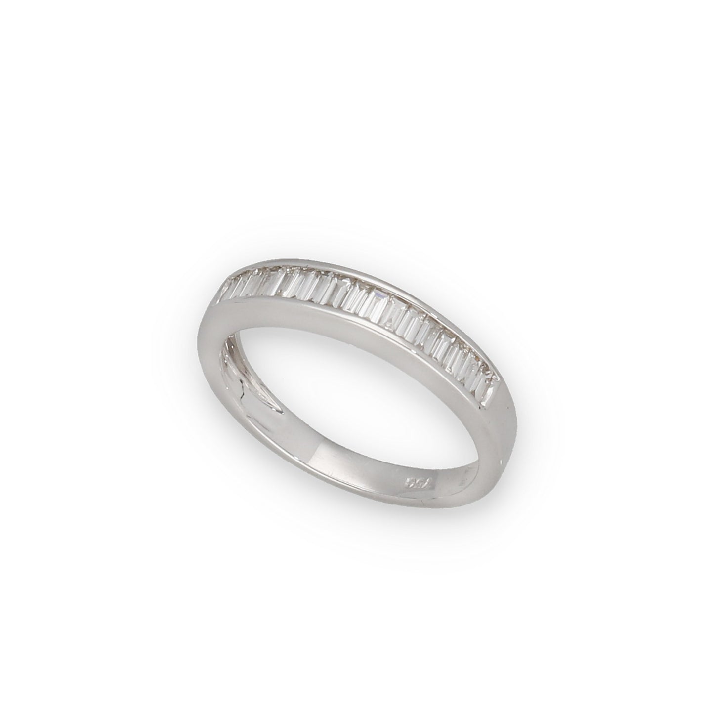 Anillo Valentina de Compromiso en Oro Blanco 18k con Diamantes Baguette
