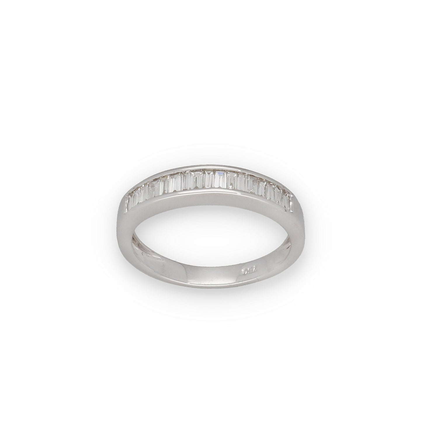 Anillo Valentina de Compromiso en Oro Blanco 18k con Diamantes Baguette