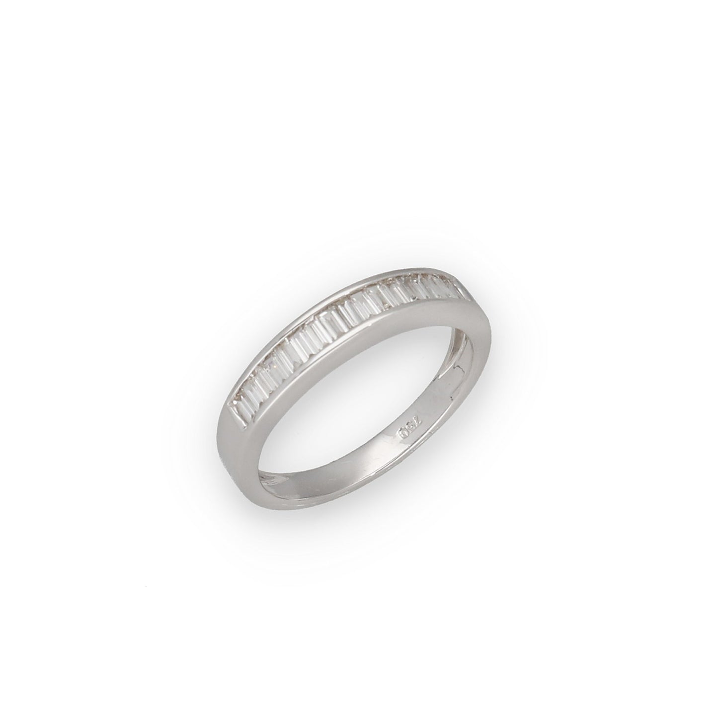 Anillo Valentina de Compromiso en Oro Blanco 18k con Diamantes Baguette