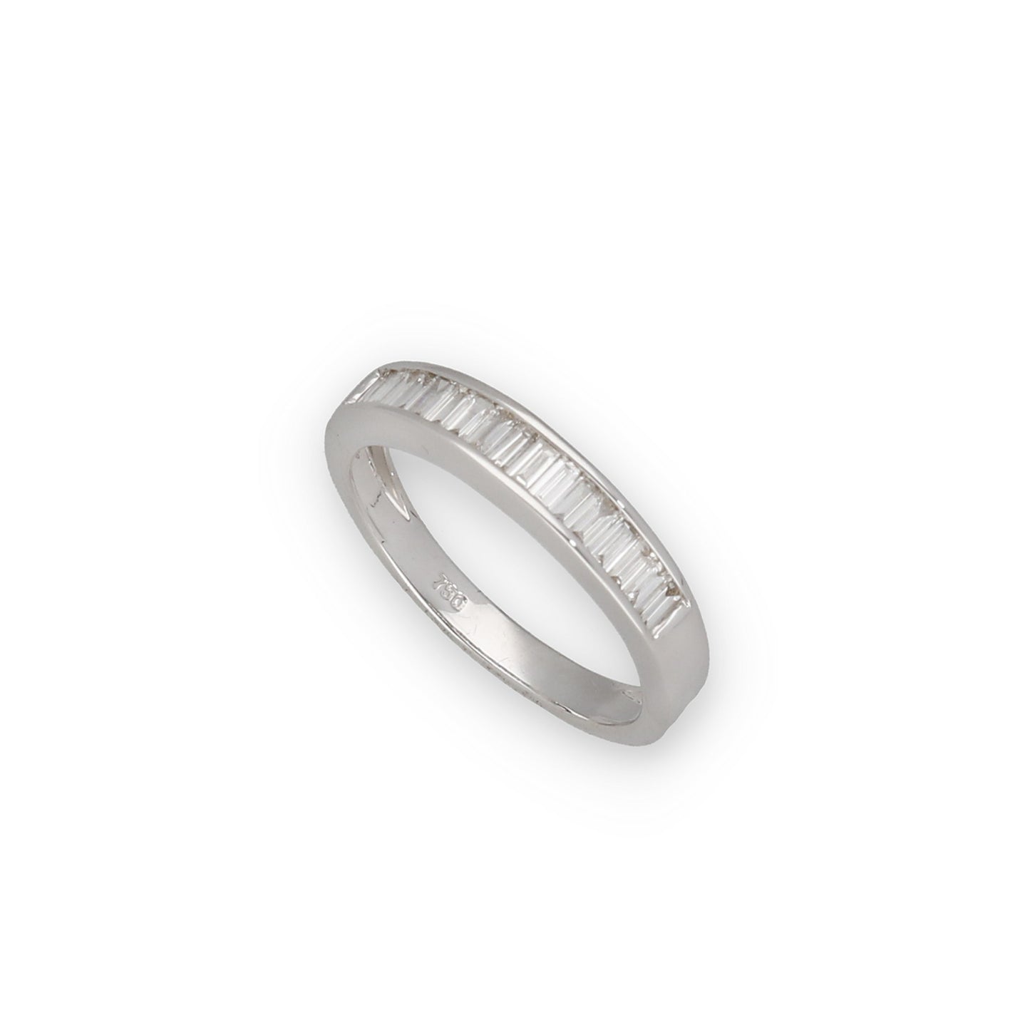 Anillo Valentina de Compromiso en Oro Blanco 18k con Diamantes Baguette