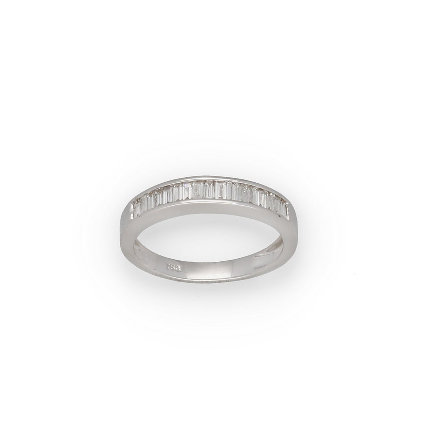 Anillo Valentina de Compromiso en Oro Blanco 18k con Diamantes Baguette