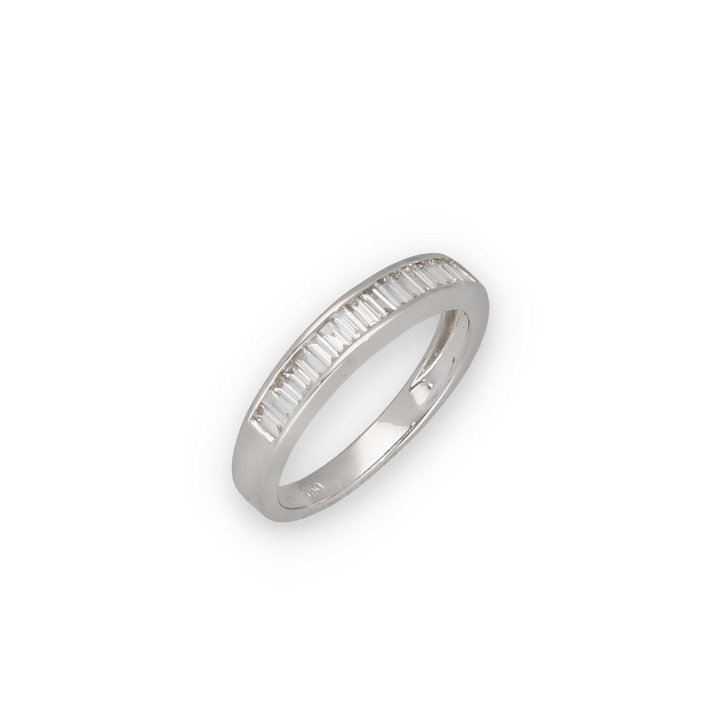 Anillo Valentina de Compromiso en Oro Blanco 18k con Diamantes Baguette