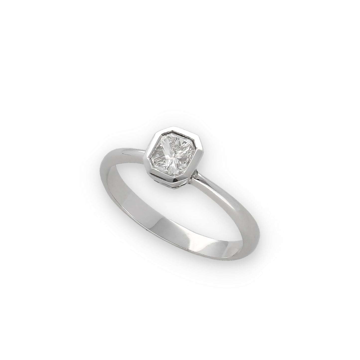Anillo Jacqueline de Compromiso de Oro Blanco 18k con Diamante Central