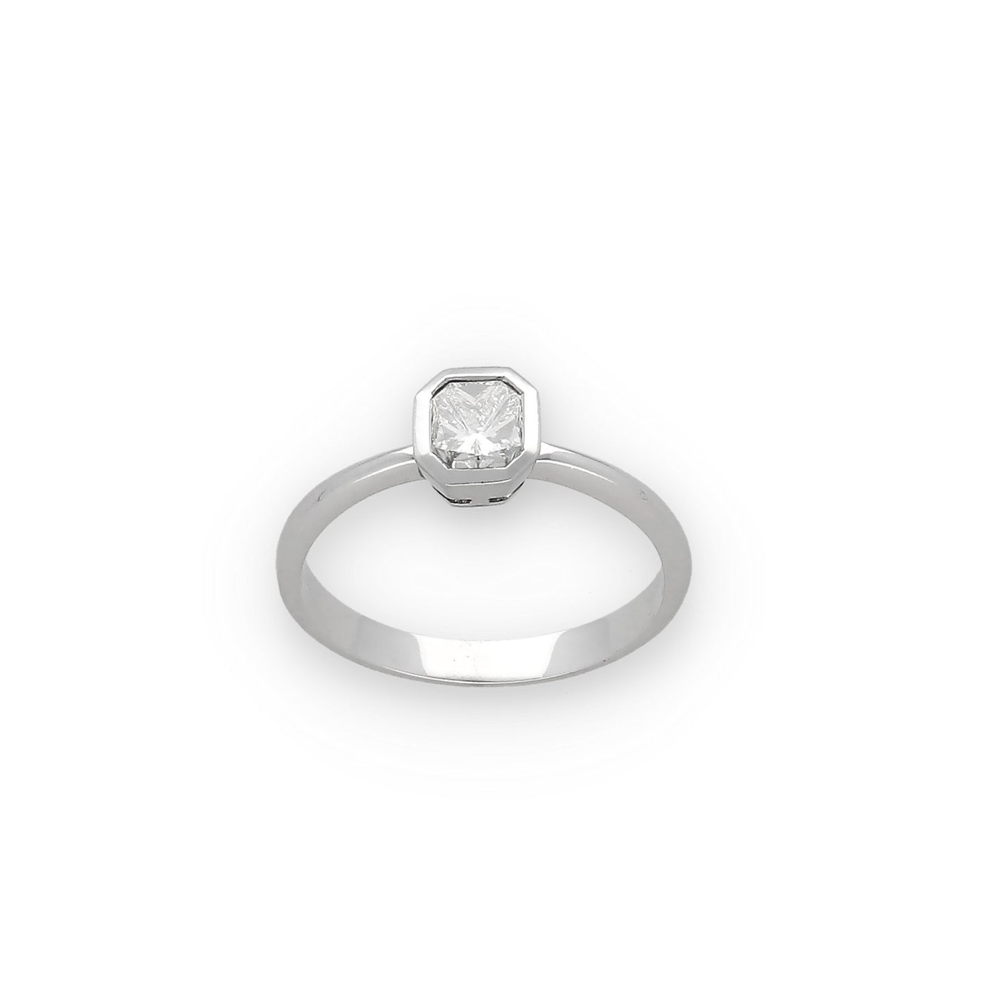 Anillo Jacqueline de Compromiso de Oro Blanco 18k con Diamante Central