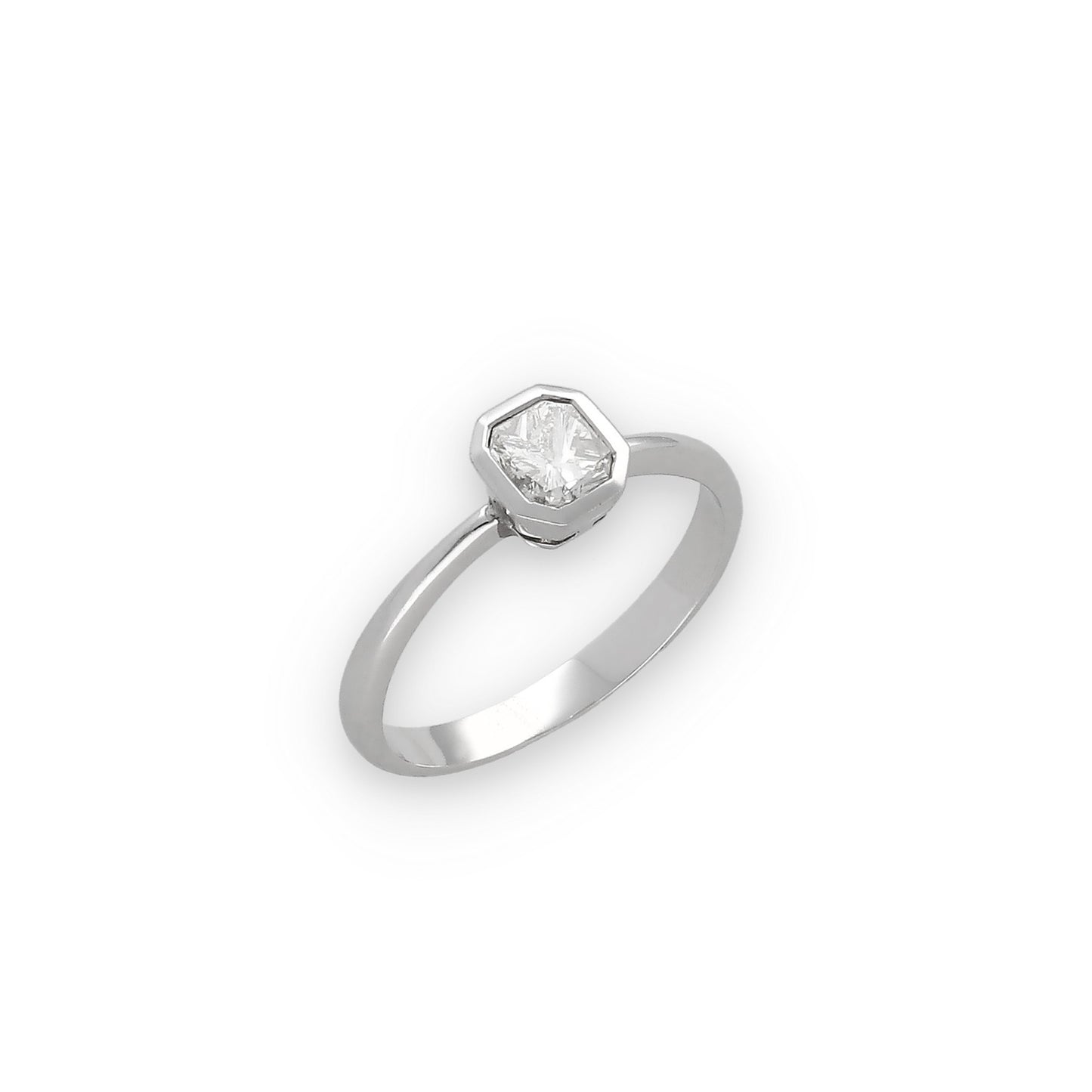 Anillo Jacqueline de Compromiso de Oro Blanco 18k con Diamante Central