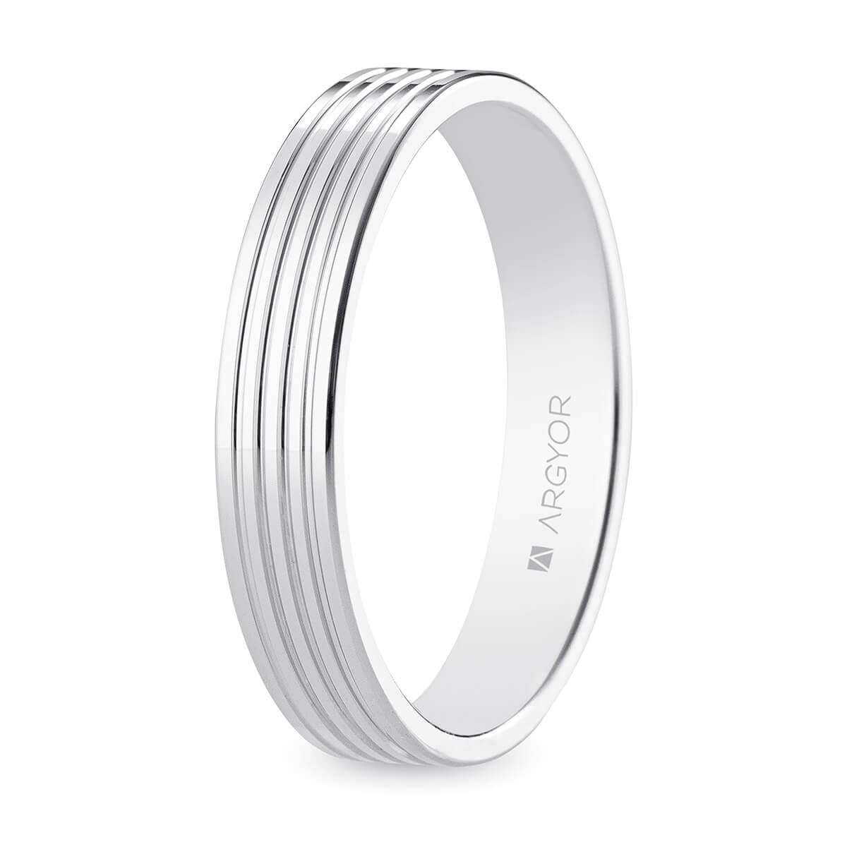 Alianza de Oro Blanco 18k Diseño de 4 Ranuras