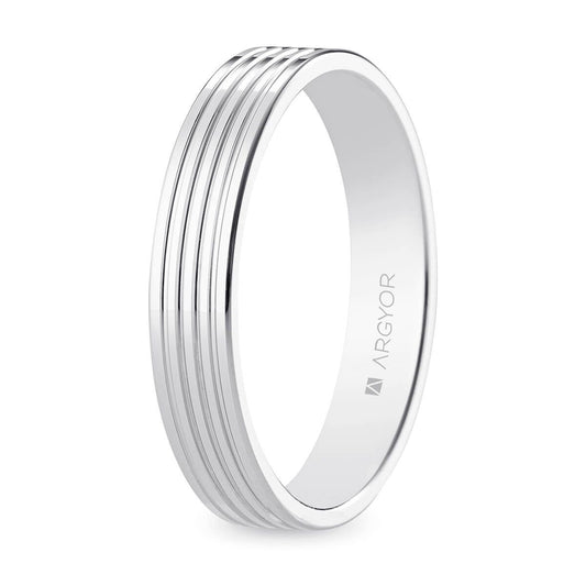 Alianza de Oro Blanco 18k Diseño de 4 Ranuras