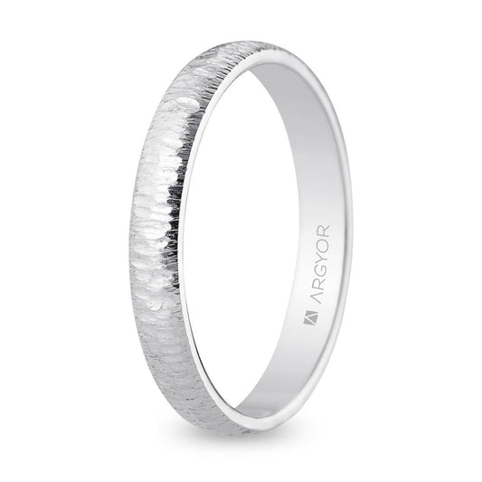 Alianza Artesanal de Oro Blanco de Ley 18k de Media Caña Lisa