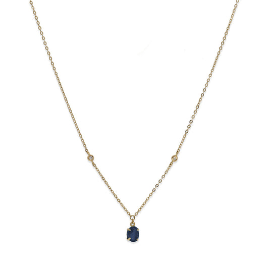 Collar Amelie de Oro 18K con Zafiro y Diamantes
