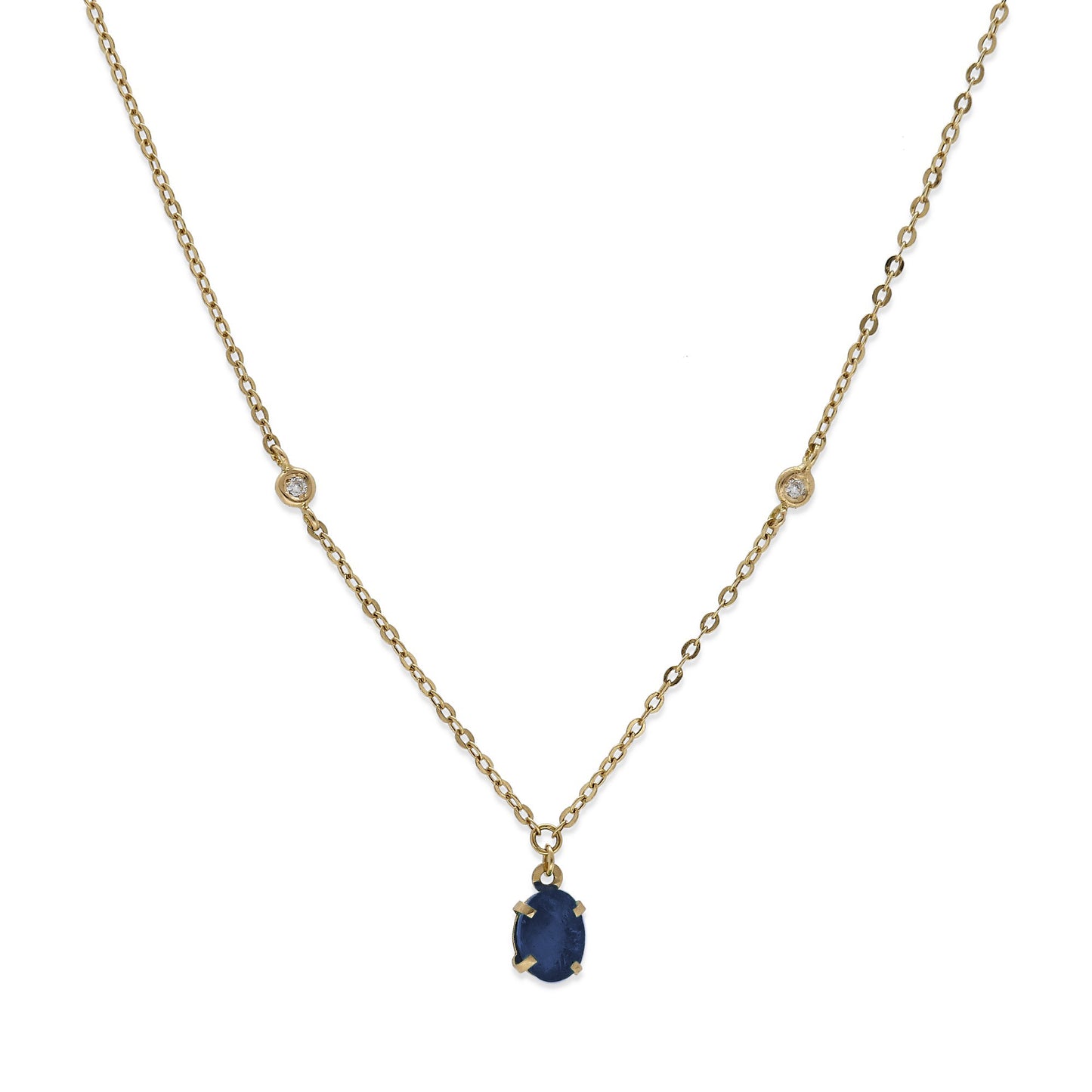 Collar Amelie de Oro 18K con Zafiro y Diamantes