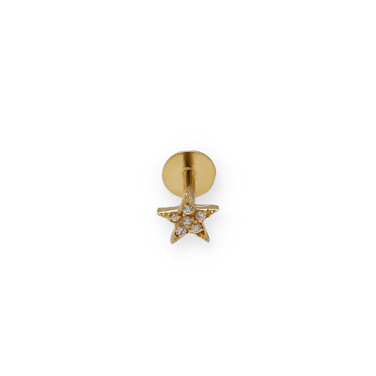 Piercing de Estrella en Oro de Ley y Diamantes