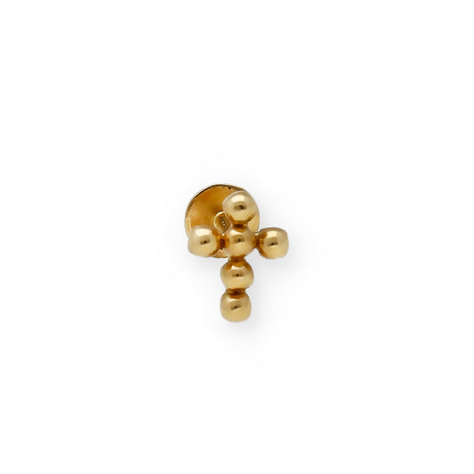Piercing de Oro 18k Diseño de Cruz en Bolitas