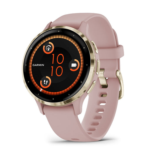 Reloj Garmin Venu 3S Beige Gold y Correa de Silicona Rosa Gold 010-02785-03