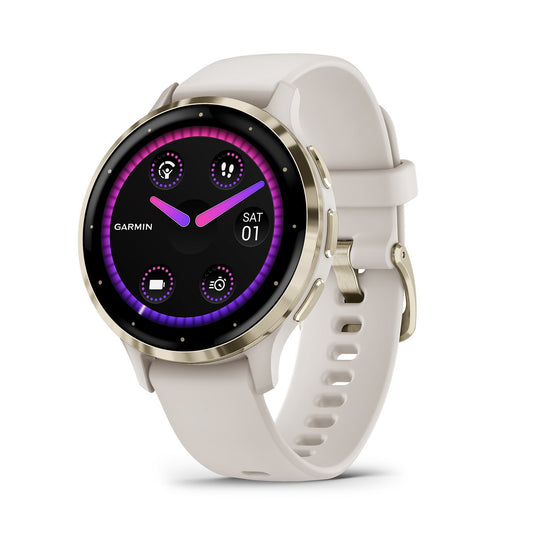 Reloj Garmin Venu 3S Gris Gold y Correa de Silicona Beige 010-02785-04