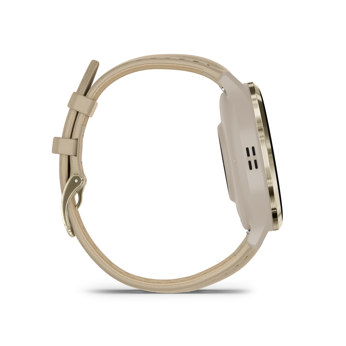 Reloj Garmin Venu 3S Beige Gold Caja en Gris Francés y Correa de Cuero Beige Gold 010-02785-55