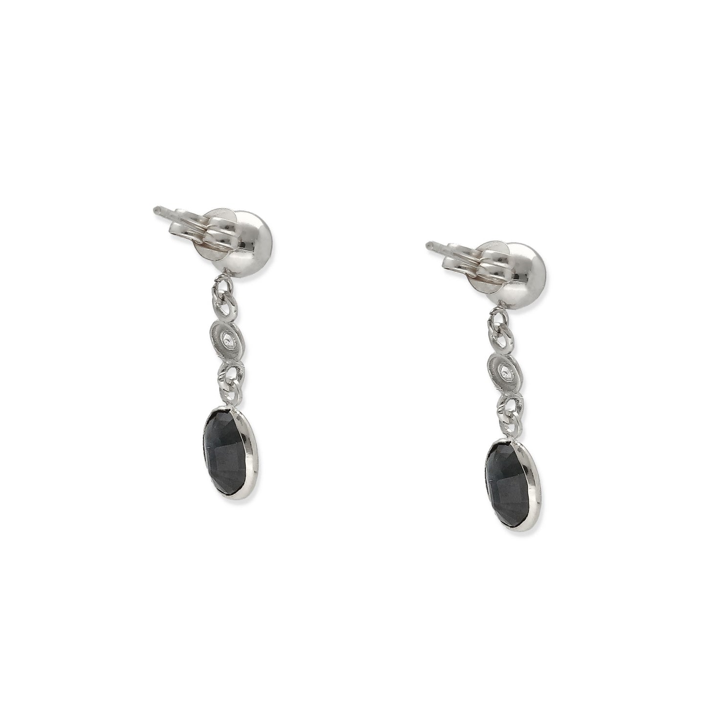 Pendientes Milú de Oro Blanco 18k con Diamantes y Zafiros