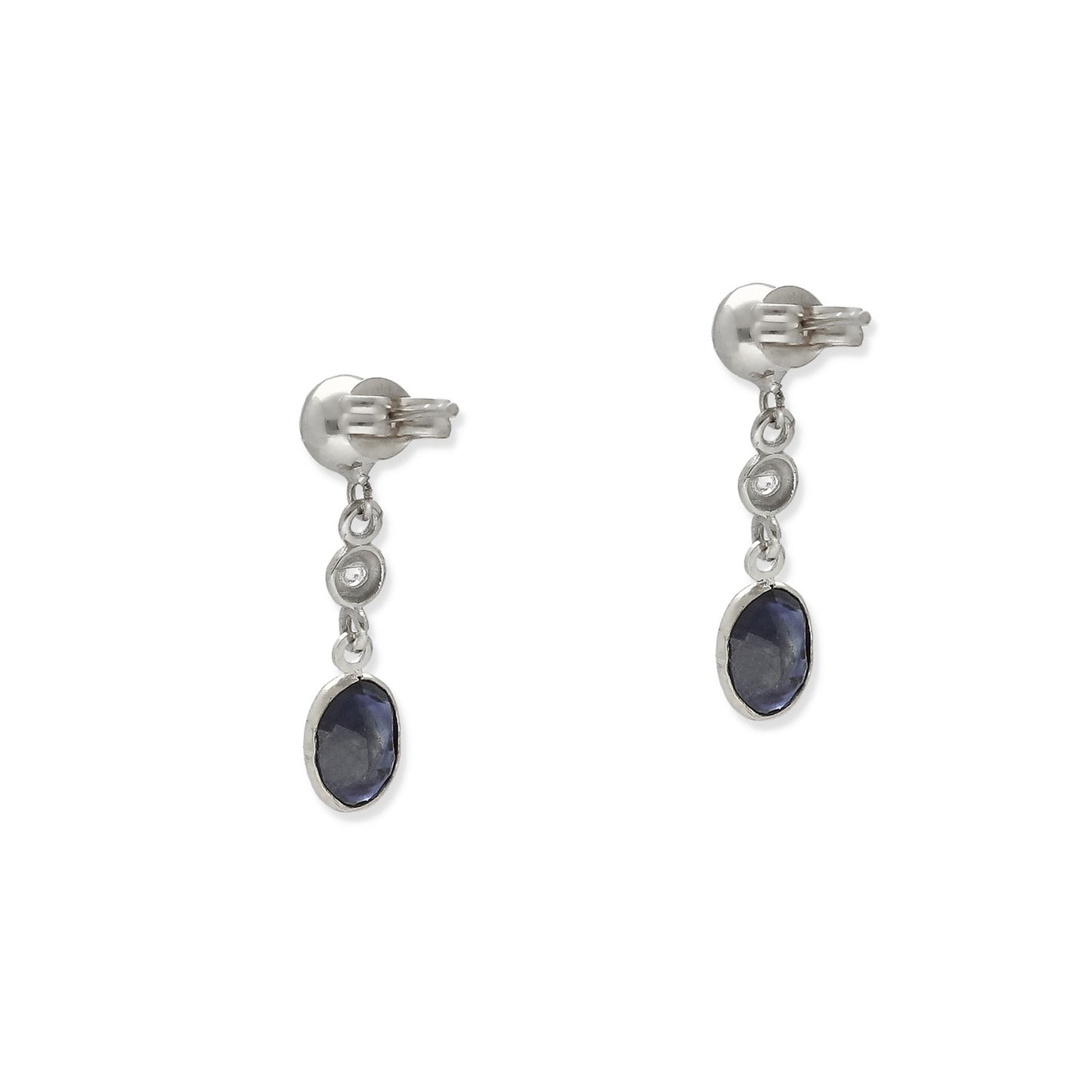 Pendientes Milú de Oro Blanco 18k con Diamantes y Zafiros