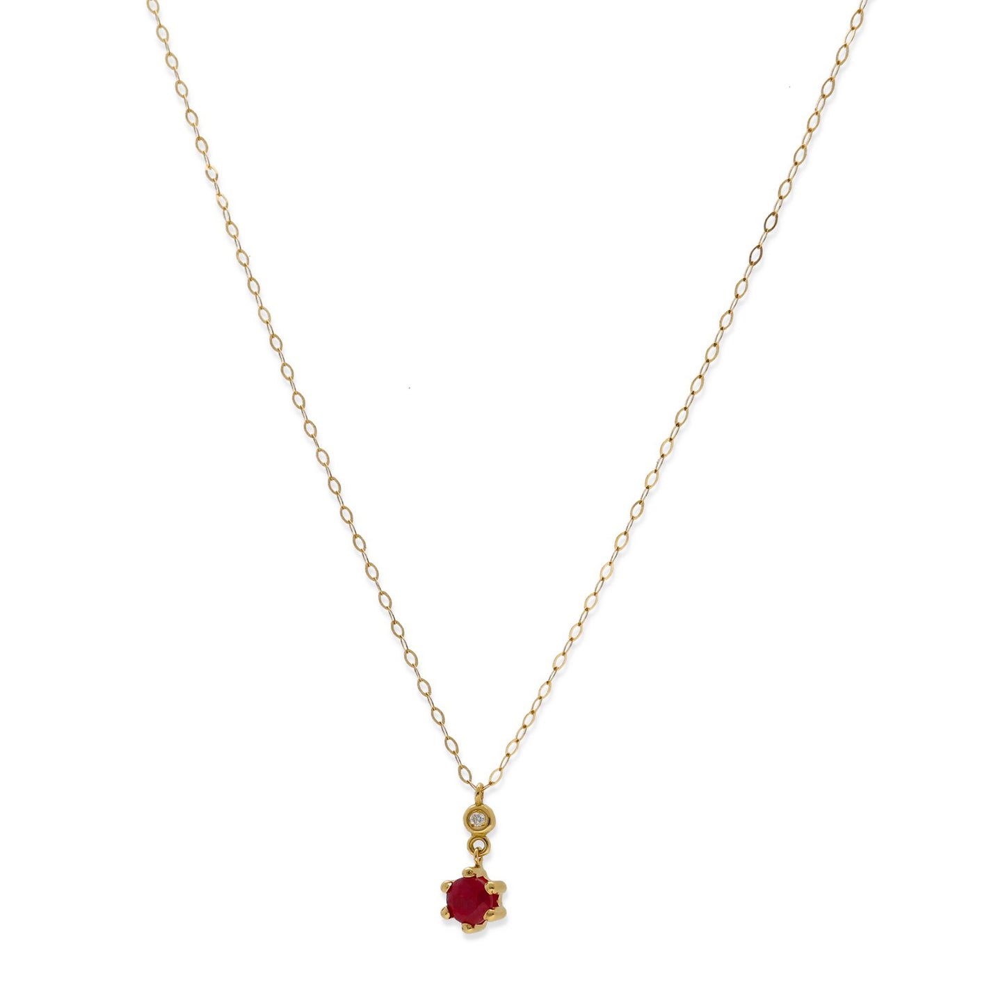 Collar con Colgante Mirai en Oro 18k con Rubí y Diamante