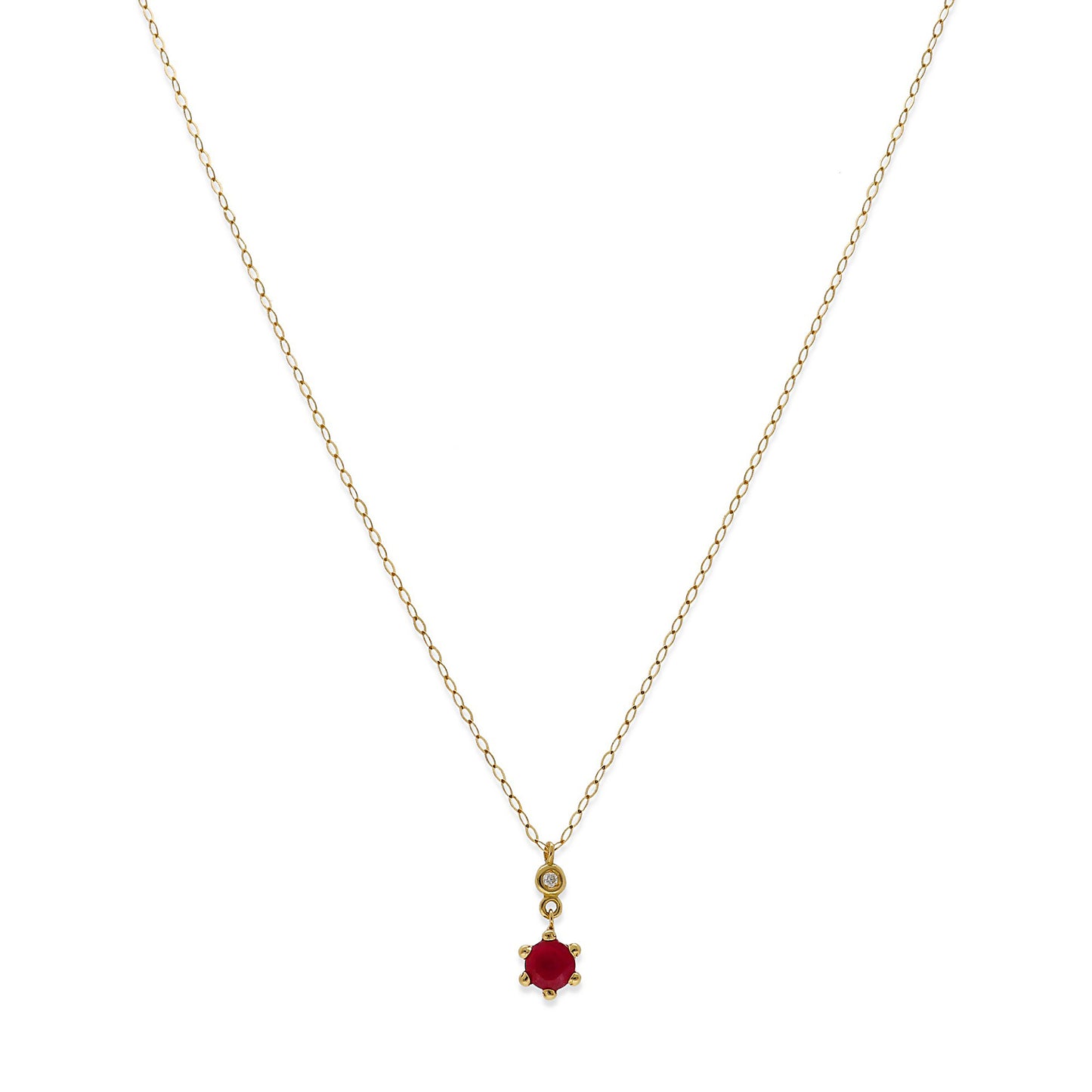 Collar con Colgante Mirai en Oro 18k con Rubí y Diamante