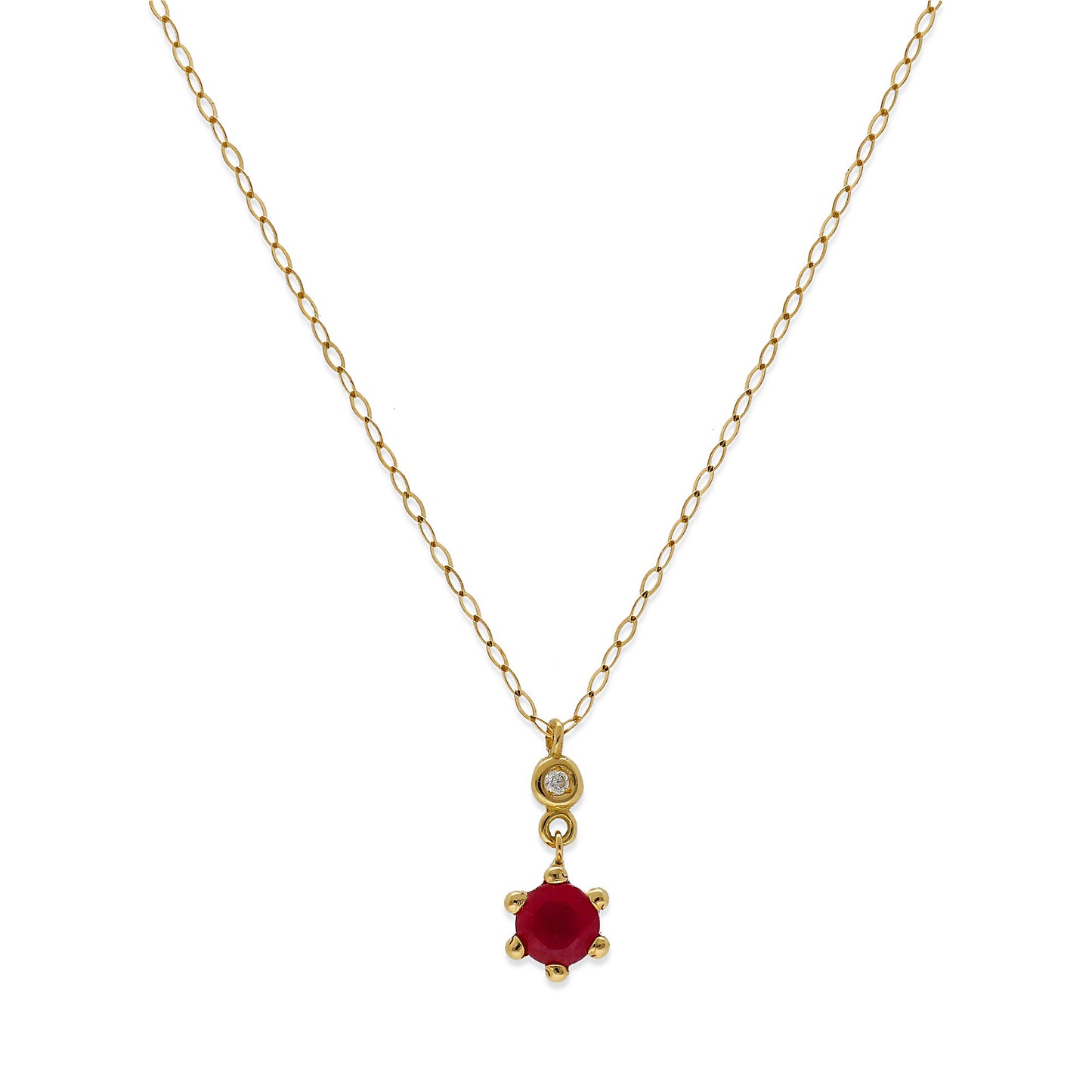 Collar con Colgante Mirai en Oro 18k con Rubí y Diamante