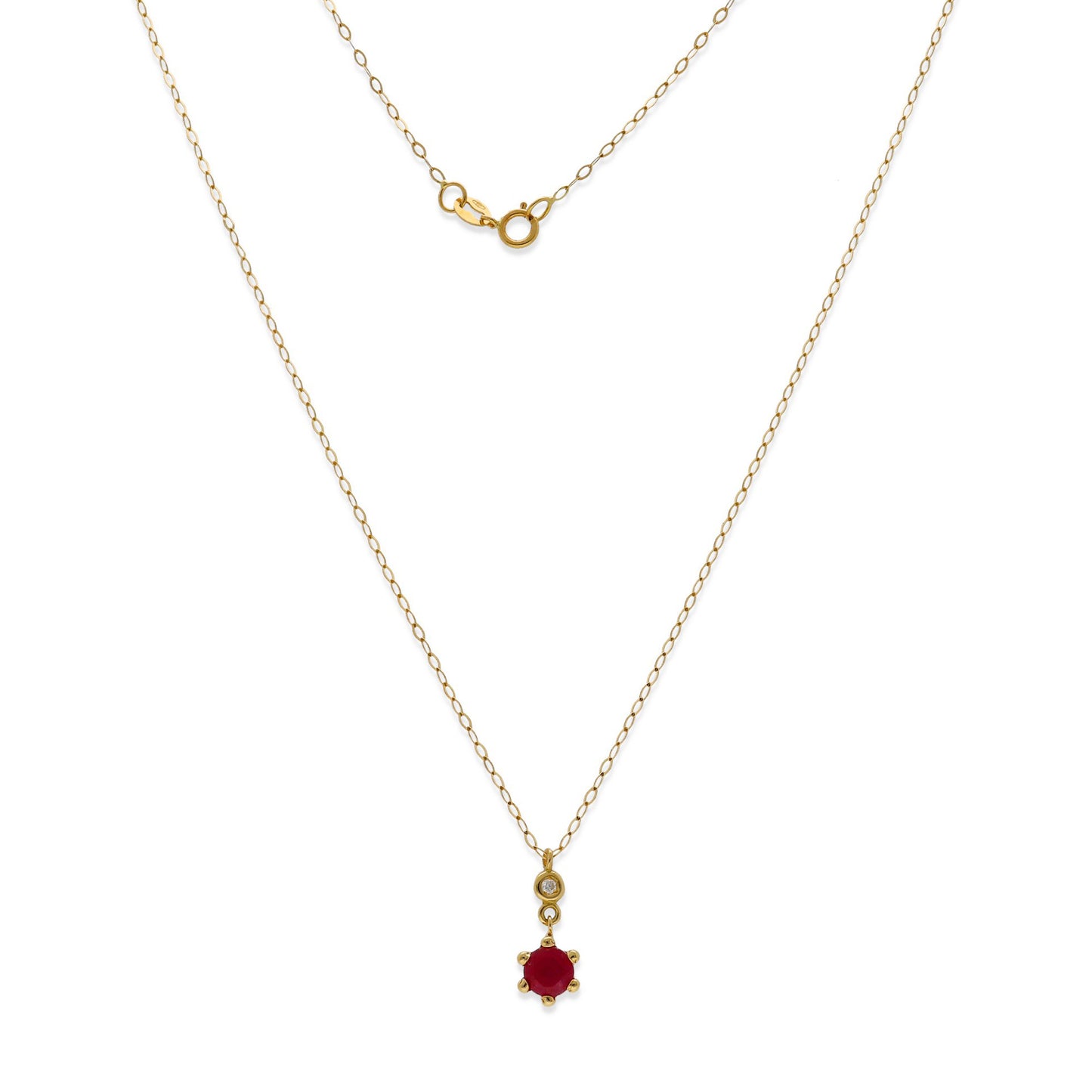 Collar con Colgante Mirai en Oro 18k con Rubí y Diamante